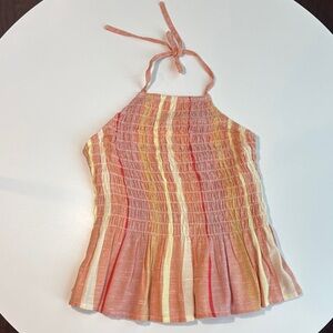 Francesca's Collections Pink and Orange Striped Top
